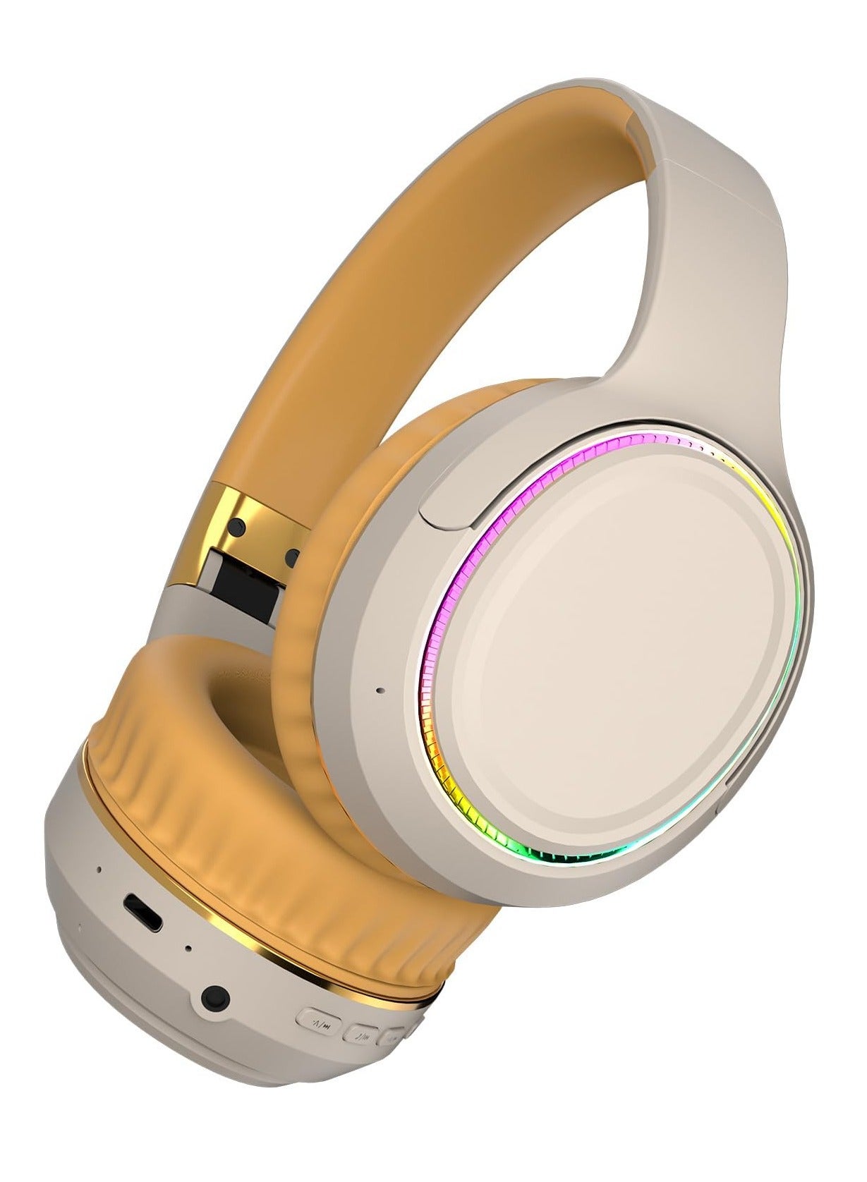 gnafotu Gnafotu Headphones With Rgb Lights Hifi Sound Noise Reduction Headphones With Ambient Mic Lightweight Foldable Headset For Phone