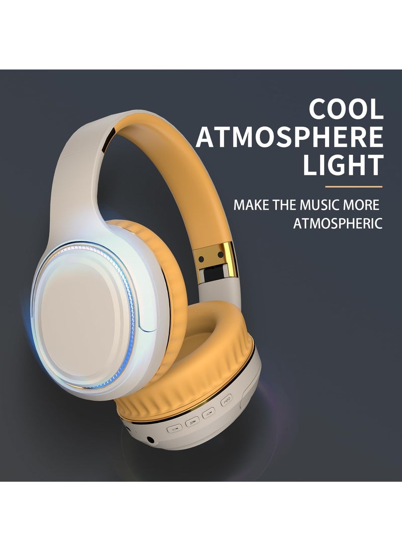 GNAFOTU - Bluetooth Headphones with RGB Lights, HiFi Sound Noise Reduction Bluetooth Headphones With Ambient Light,Built-in Mic,Bluetooth 5.3 Lightweight Foldable Wireless＆Wired Headset for Phone PC - Image 1
