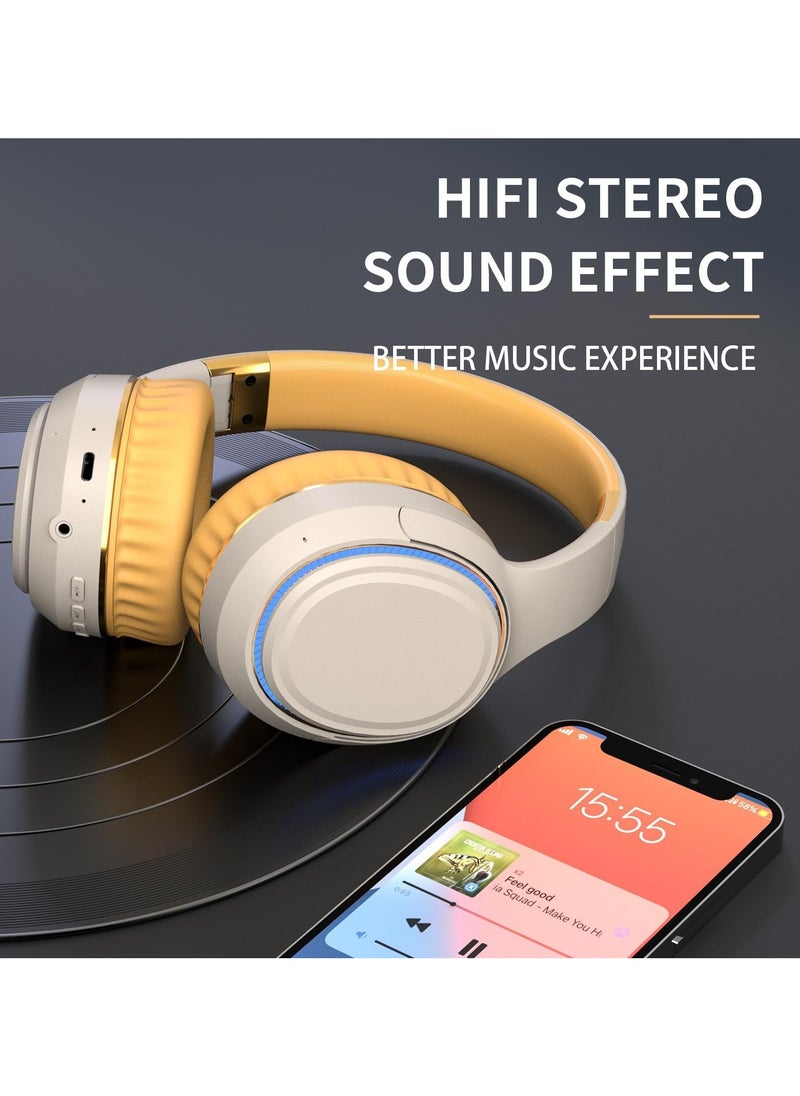 GNAFOTU - Bluetooth Headphones with RGB Lights, HiFi Sound Noise Reduction Bluetooth Headphones With Ambient Light,Built-in Mic,Bluetooth 5.3 Lightweight Foldable Wireless＆Wired Headset for Phone PC - Image 1