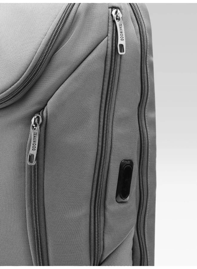 Teakwood Grey Teakwood 23L Business Unisex Laptop Backpack  | Fits up to 16 " Laptop | Premium Grey Office & Travel Backpack | USB Charging Port | Trolley Sleeve | Water-Resistant | Multi-Compartment Durable Design  | Best Price UAE