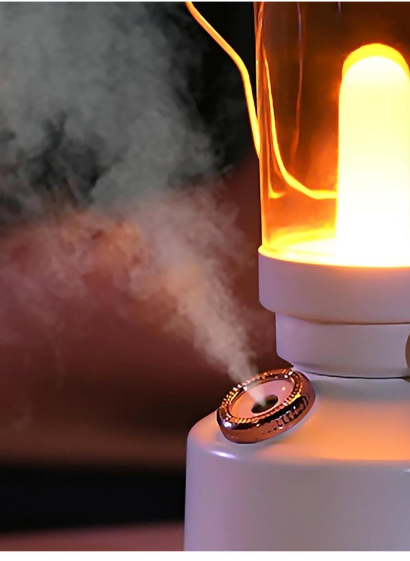 SYOSI مرطب هواء مع مصباح، ناشر للعطور وضوء ليلي 2 في 1 فانوس عتيق قابل لإعادة الشحن عبر USB قابل للتعتيم مرطب هواء بالموجات فوق الصوتية مصباح الجاد الأبيض  - Image 2