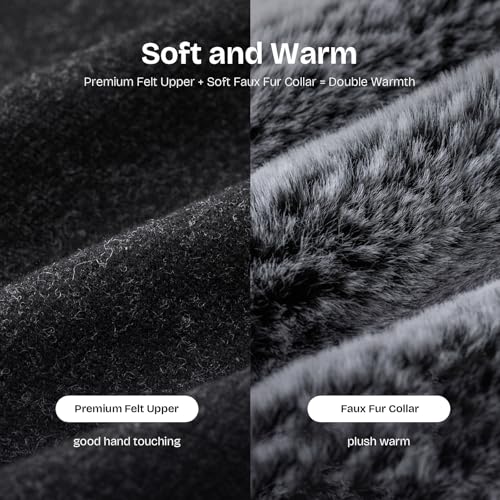 EverFoams Women's Bootie Slippers Warm Soft Comfy Memory Foam Non-slip Indoor House Shoes with Fluffy Collar (Black, Size 6 M US) - Image 4