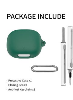 SJet for Liberty 4 Pro Case Cover with Cleaner Kit, Soft Silicone Protective Case for Anker Soundcore Liberty 4 Pro Case for Women Men, Liberty 4 Pro Case Accessories with Keychain (Green)  - Image 2