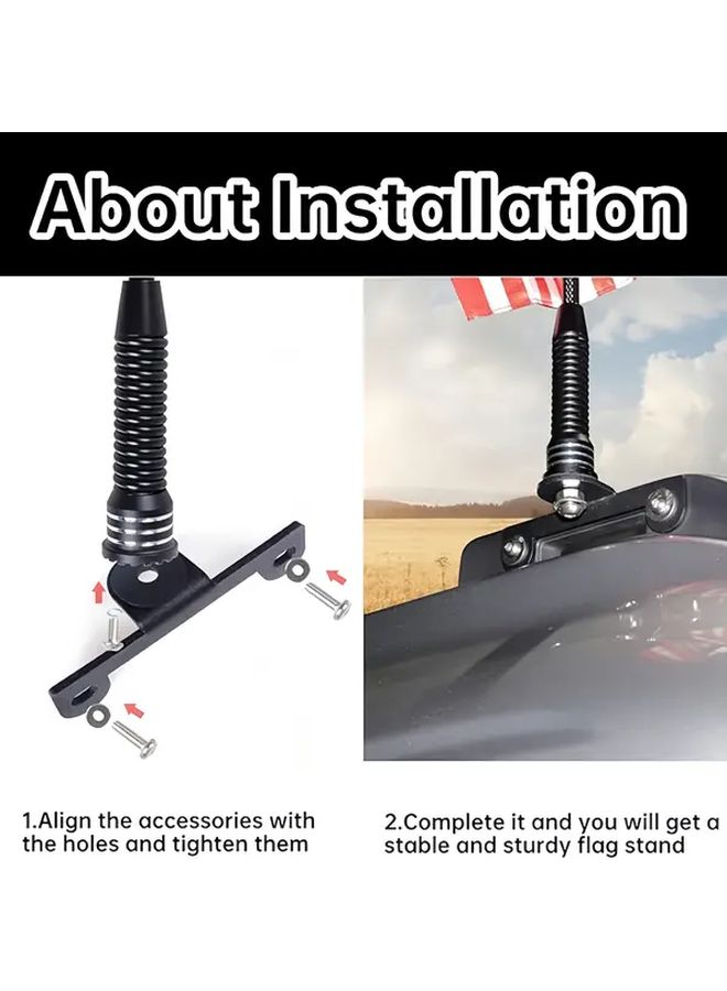 Aluminum Alloy Flag Mount For Ford Bronco 2021-2025 360 Rotation Black - Image 3