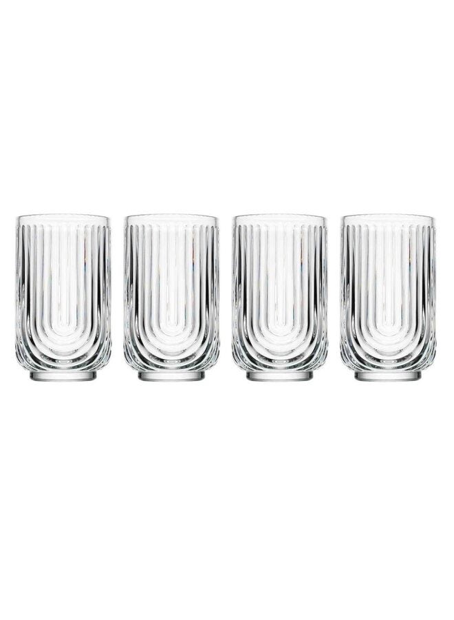 4 Pcs Old Fashioned Whiskey Glasses Set - Thickened Glass Bourbon Cups with Ribbed Arch Art Deco Design for Cocktails, Juice, Chilled Drinks, Home & Bar Use - Image 3