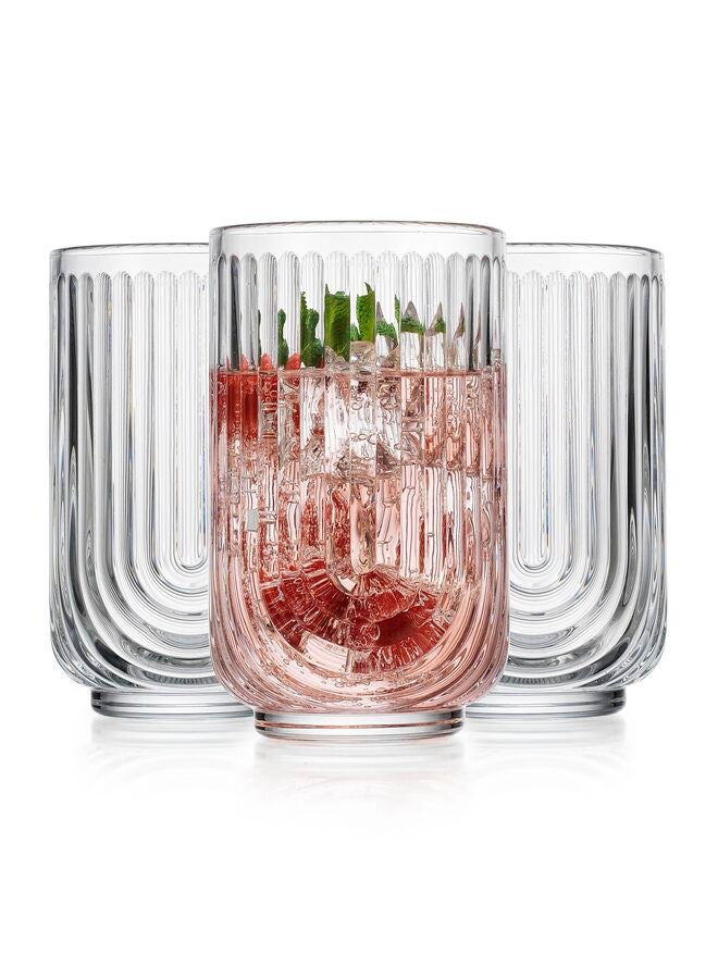 4 Pcs Old Fashioned Whiskey Glasses Set - Thickened Glass Bourbon Cups with Ribbed Arch Art Deco Design for Cocktails, Juice, Chilled Drinks, Home & Bar Use - Image 4