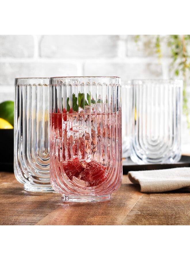 4 Pcs Old Fashioned Whiskey Glasses Set - Thickened Glass Bourbon Cups with Ribbed Arch Art Deco Design for Cocktails, Juice, Chilled Drinks, Home & Bar Use - Image 2