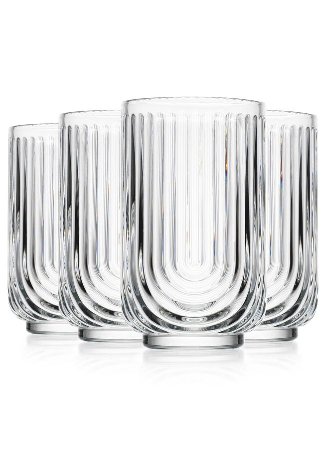 4 Pcs Old Fashioned Whiskey Glasses Set - Thickened Glass Bourbon Cups with Ribbed Arch Art Deco Design for Cocktails, Juice, Chilled Drinks, Home & Bar Use - Image 5