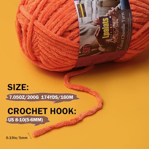 Lpalats Baby Blanket Yarn for Crocheting - 1 Pack of 200g/7oz Chunky Chenille Yarn for Knitting Blankets Amigurumi - #6 Super Bulky - 174 Yards Soft Thick Plush Yarns (1, Red) - Image 2