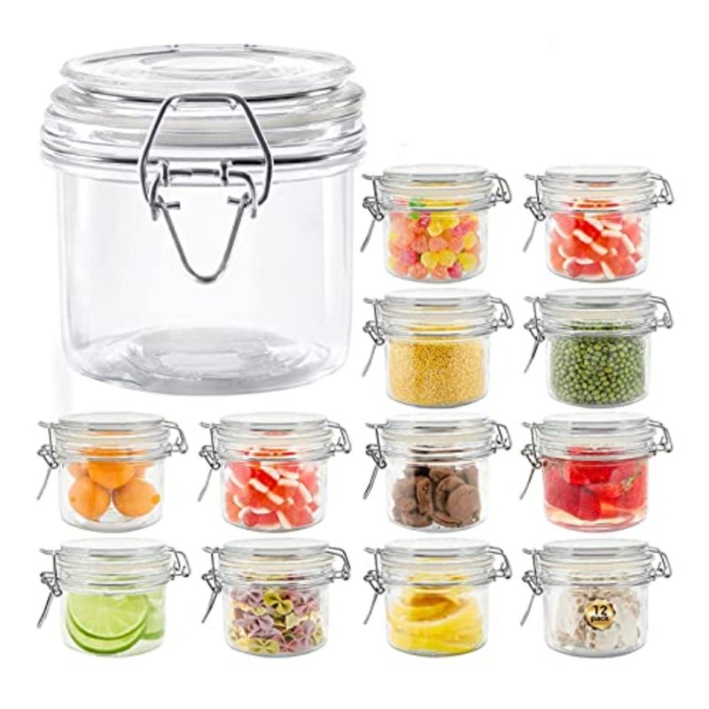 Glass Storage Jars with Airtight Clip Lid, Nut storage tank sealed fresh-keeping tank, Glass airtight jar for Blueberry Cherry Food Sauce-200ml of 12 pcs - Image 1