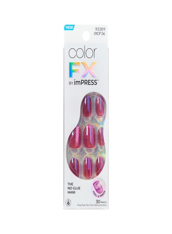 إمبريس أظافر KISS colorFX من imPRESS اللاصقة، لون "Around You"، وردي سادة بلمسة نهائية لؤلؤية، بيضاوية قصيرة، لاصق جديد ومُحسّن، تتضمن 30 ظفرًا صناعيًا، منديلًا للتحضير، عصا مانيكير، مبرد أظافر صغير - Image 1