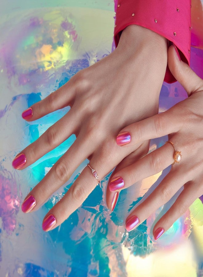 إمبريس أظافر KISS colorFX من imPRESS اللاصقة، لون "Around You"، وردي سادة بلمسة نهائية لؤلؤية، بيضاوية قصيرة، لاصق جديد ومُحسّن، تتضمن 30 ظفرًا صناعيًا، منديلًا للتحضير، عصا مانيكير، مبرد أظافر صغير - Image 3