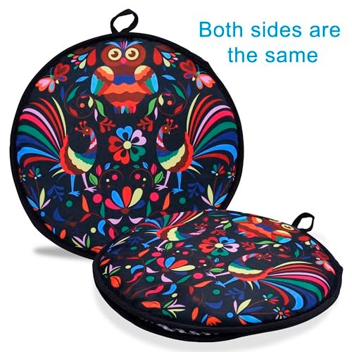 Eichzer 12 Inch Tortilla Warmer, Insulated Cloth Pouch for Tortillas, Tacos, Naan, and Pizza Rolls, Microwavable Fabric Bag Keeps Food Warm for One Hour (Lucky Birds, Black) - Image 2