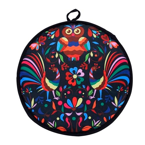 Eichzer 12 Inch Tortilla Warmer, Insulated Cloth Pouch for Tortillas, Tacos, Naan, and Pizza Rolls, Microwavable Fabric Bag Keeps Food Warm for One Hour (Lucky Birds, Black) - Image 1