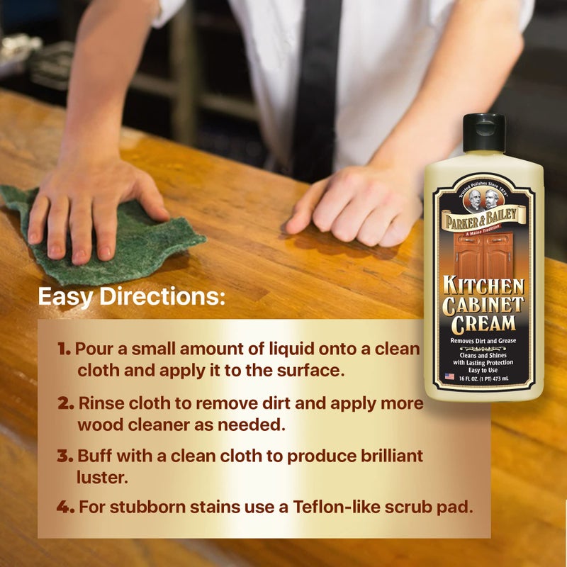 Parker & Bailey Kitchen Cabinet Cream - Multisurface Wood Cleaner And Polish Furniture Quick Shine Restorer Protector Surface, House Cleaning Supplies Home Improvement 8oz - Image 5