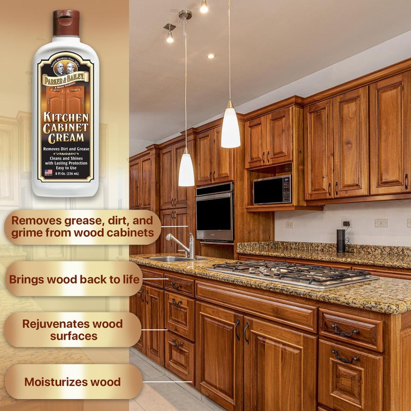 Parker & Bailey Kitchen Cabinet Cream - Multisurface Wood Cleaner And Polish Furniture Quick Shine Restorer Protector Surface, House Cleaning Supplies Home Improvement 8oz - Image 1