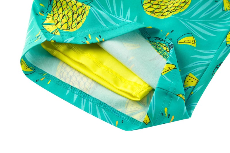 UMELOK Boys Swim Trunks Swimsuit Boxer Brief 2 in 1 Compression Liner Stretch Swim Shorts Quick Dry Beach Bathing Suit Neon Pineapple 5/6 - Image 5
