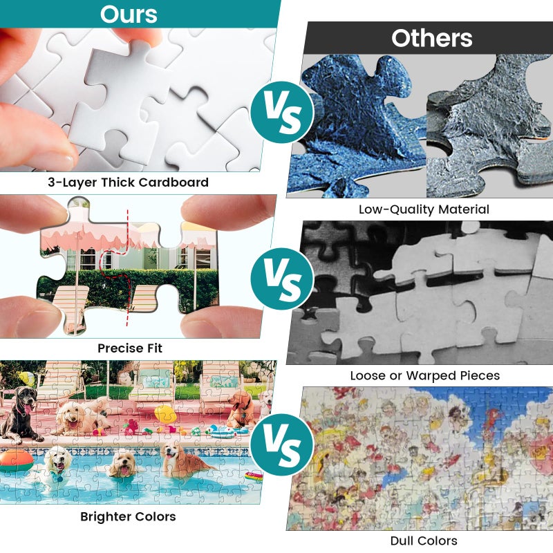 DAGIRT Jigsaw Puzzles 500 Pieces for Adults Puppy Swimming Pool Challenging Jigsaw Puzzle Animal Puzzles Difficult Puzzle Great Gift Jigsaw Puzzle Game 20.5x15 inch - Image 4