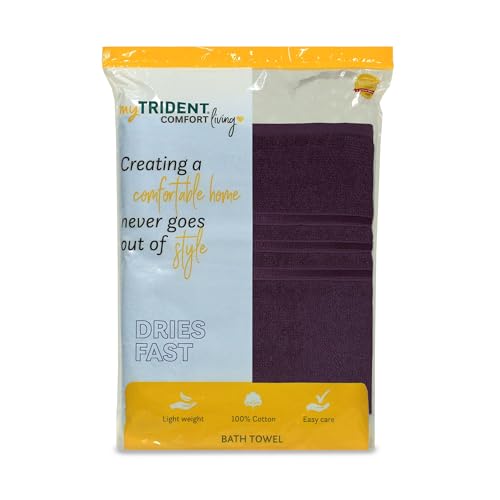 MYTRIDENT Bath Towel | Comfort Living | Quick Drying | Travel Friendly | for Men/Women | 1 Piece Large Size | 100% Cotton 400 GSM | 70cms x 140cms - Black Currant - Image 4
