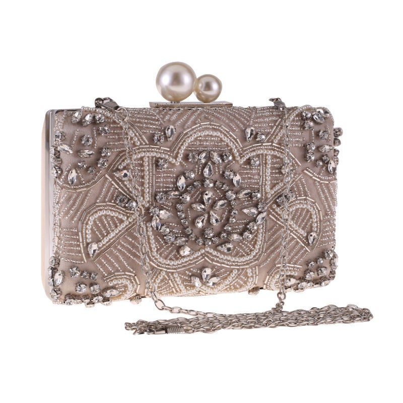 Diamond-Encrusted Beaded Embroidered Bag Clutch Bag All-Match Banquet Evening Bag Small Square Bag Clutch Bag762404 - Image 2
