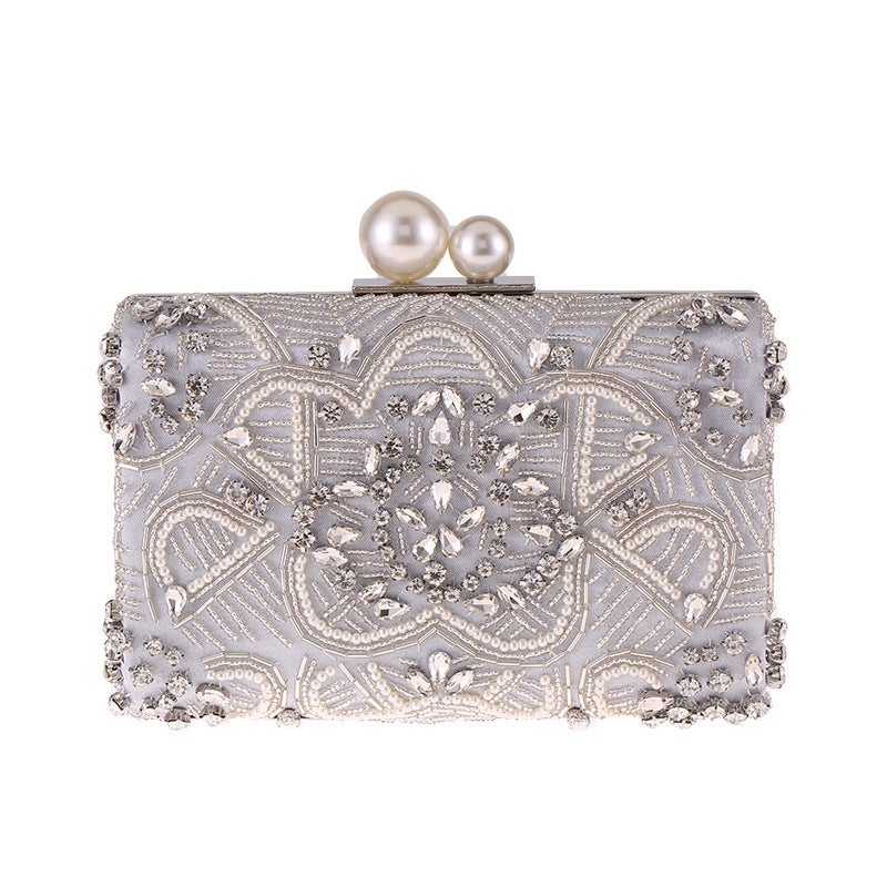 Diamond-Encrusted Beaded Embroidered Bag Clutch Bag All-Match Banquet Evening Bag Small Square Bag Clutch Bag762404 - Image 1