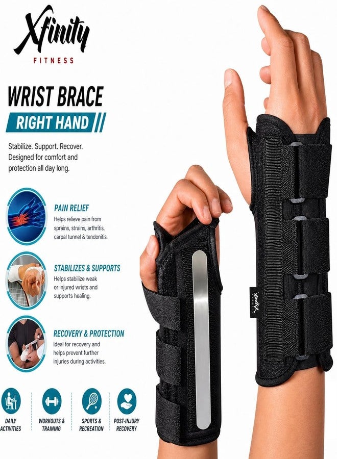 Xfinity Fitness Wrist Support Brace with Dual Aluminum Splint & Adjustable Compression Stabilizer for Carpal Tunnel, Tendonitis, Arthritis, Sprain Recovery, Gym & Daily Use (Right Hand) - Image 2