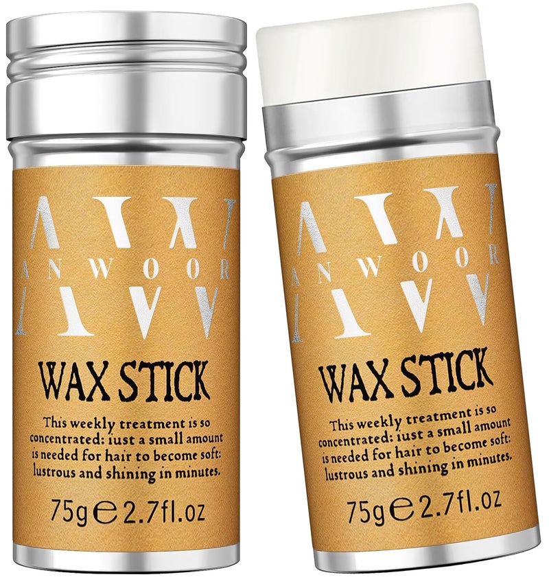 ANWOOR Hair Wax Stick, 2PCS - Wax Stick For Hair Wigs Hair Slick Stick For Hair Fly Away & Edge Frizz, Easy to Absorb & No White Chips & No-Greasy 2.7 Oz.(Pack of 2) - Image 1