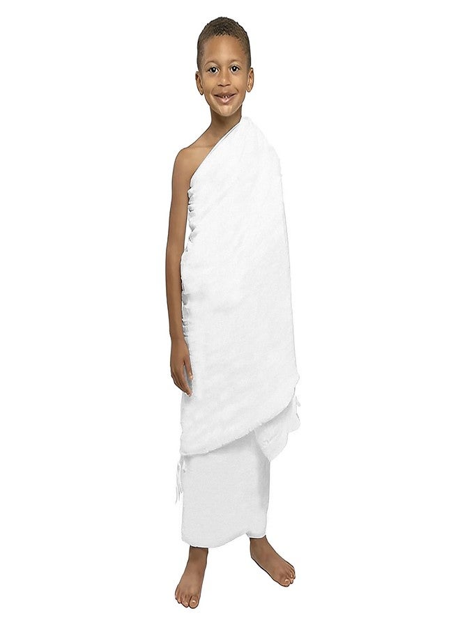 PURFUN Kids Boys 2Pcs Soft Ihram Towel Set White Islamic Pilgrimage Ritual Towel Wrap Breathable Muslim Prayer Ihram Shawl Clothes Mecca Hajj Umrah Essentials, 61.4x30.7 Inches - Image 1