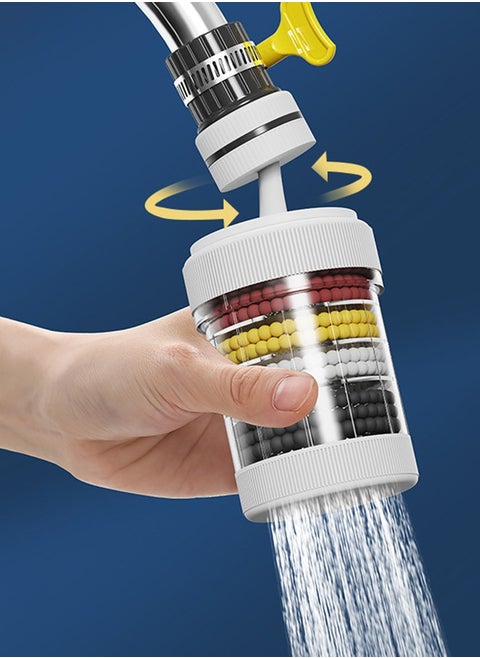 1 piece  Faucet Water Filters 360 ° rotation  6 Layer Cartridge Activated Carbon Filters Suitable for Circular Faucets with A Diameter of 15mm-32mm Suitable for home kitchens  whit