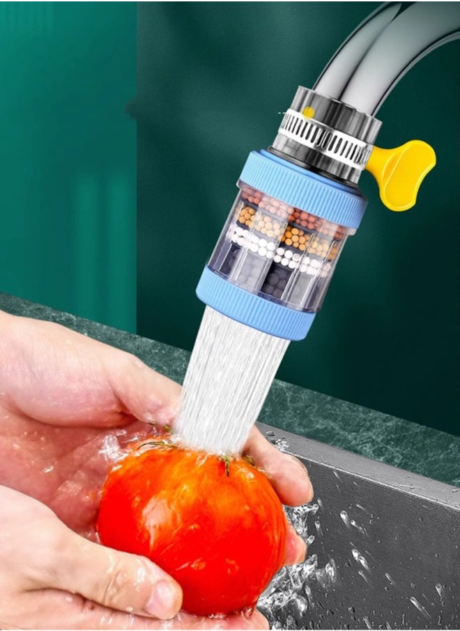 1 piece  Faucet Water Filters 360 ° rotation  6 Layer Cartridge Activated Carbon Filters Suitable for Circular Faucets with A Diameter of 15mm-32mm Suitable for home kitchens  whit