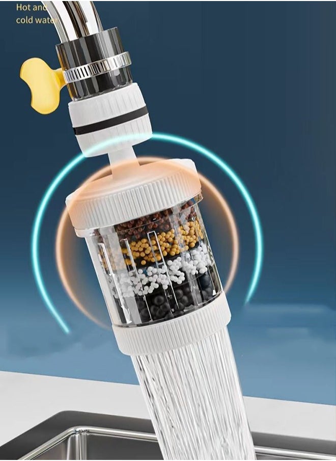 1 piece  Faucet Water Filters 360 ° rotation  6 Layer Cartridge Activated Carbon Filters Suitable for Circular Faucets with A Diameter of 15mm-32mm Suitable for home kitchens  whit