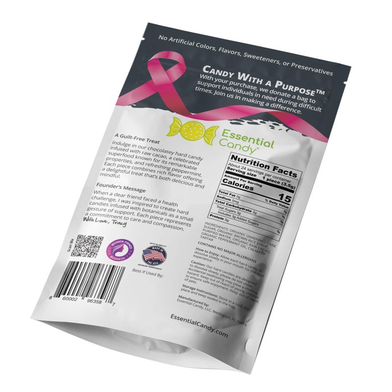 Cacao Mint Hard Candy | Chocolate Peppermint with Superfood Cacao | After Dinner Mint, Christmas Candy | Gluten-Free, Non-GMO, Vegan - 24 Count (Pack of 1) - Image 3