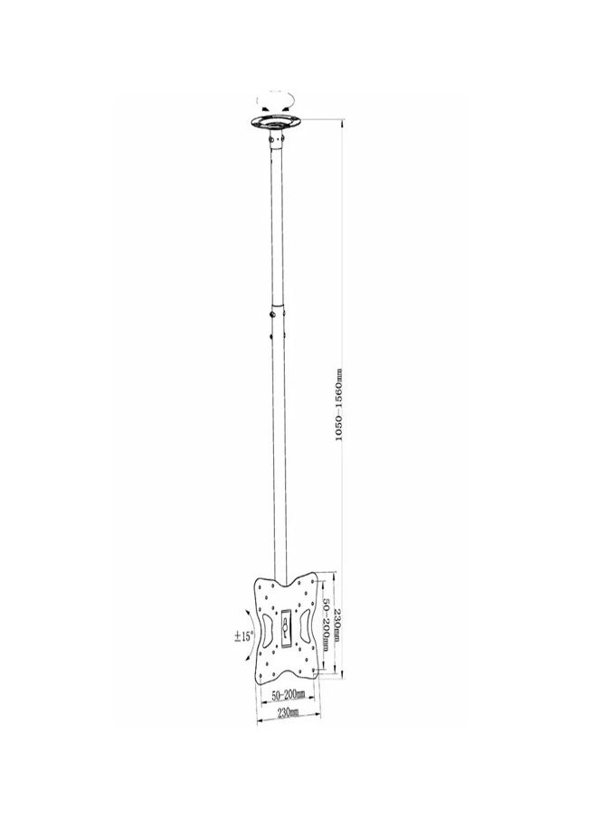 Skill Tech SH 32C Ceiling Mount for 17"-43" LED LCD Screens, VESA 200x200, Adjustable Drop 1050–1560mm, 25kg Load Capacity – Black  - Image 2