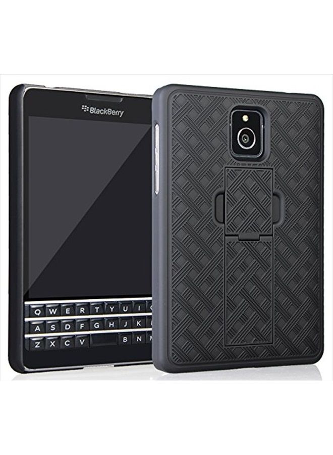 Nakedcellphone جراب لهاتف AT&T BlackBerry Passport، جراب أسود رفيع من Nakedcellphone مع حامل لهاتف AT&T BlackBerry Passport (SQW100-3) - Image 1