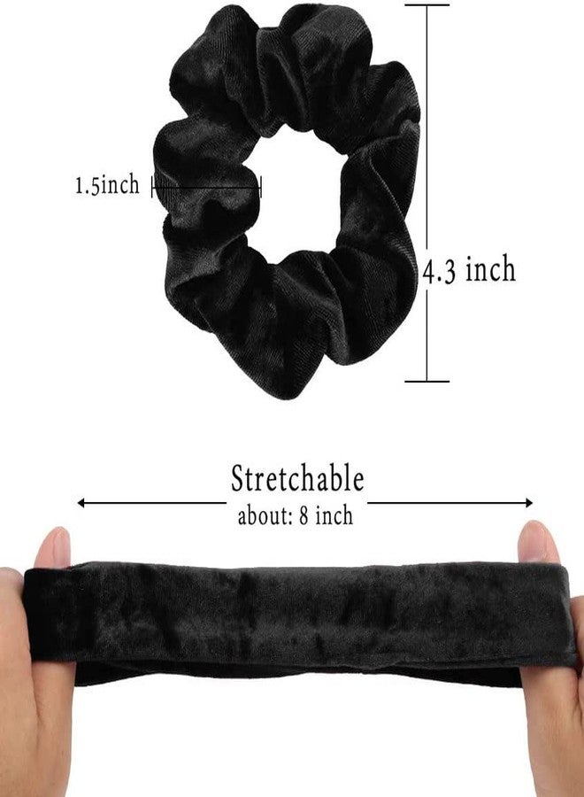 RECTYO GALLERY 12 Pack Black Velvet Scrunchies for Hair Scrunchy Hair Ties Ropes for Women or Girls Hair Accessories - Image 2