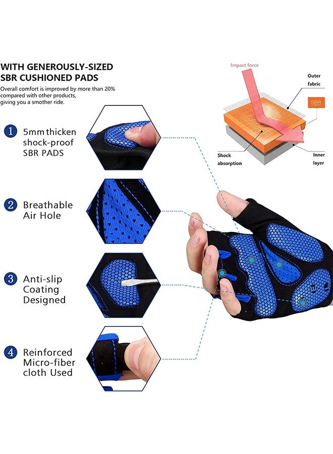 UNUNS Motorcycle Gloves,Half Finger Outdoor Sports Gloves,5MM Liquid Gel Padded,Anti Slip Bicycle Gloves For Men Women,Shock Absorbing Breathable Gloves For Cycling Camping Hiking Training Skating  - Image 2