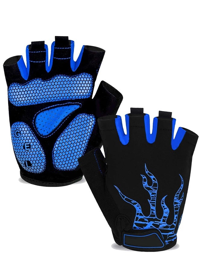 UNUNS Motorcycle Gloves,Half Finger Outdoor Sports Gloves,5MM Liquid Gel Padded,Anti Slip Bicycle Gloves For Men Women,Shock Absorbing Breathable Gloves For Cycling Camping Hiking Training Skating  - Image 1