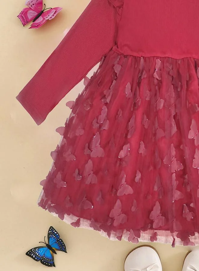 تايك تو فستان شبكي مكشكش بفيونكة مزدوجة