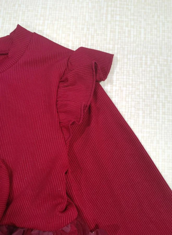 تايك تو فستان شبكي مكشكش بفيونكة مزدوجة