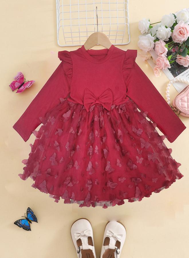 Take Two Bow Detail Ruffled Mesh Hem Dress - Image 3