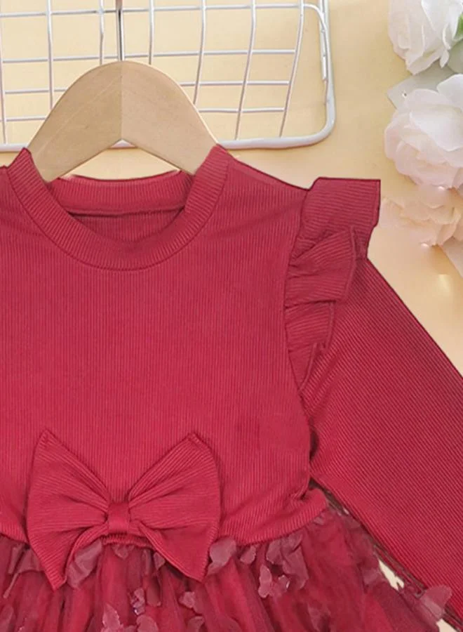 تايك تو فستان شبكي مكشكش بفيونكة مزدوجة