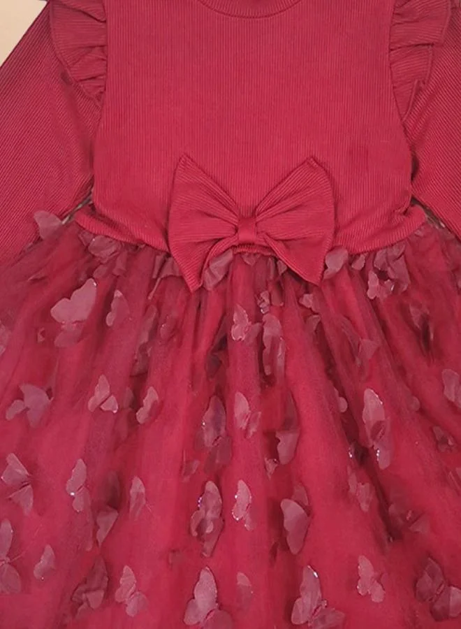 تايك تو فستان شبكي مكشكش بفيونكة مزدوجة