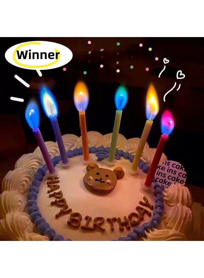 وينر شموع كعكة عيد ميلاد سعيد، حاملات شموع ملونة ممتعة لعيد الميلاد، لكعكات عيد الميلاد لجعلها احتفالًا سحريًا (ملون، 6) - Image 1