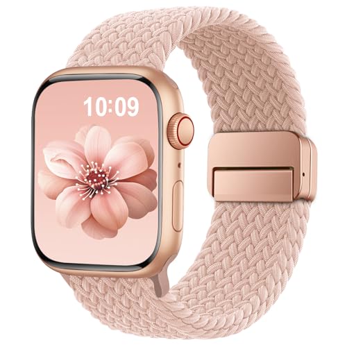SuperNaNa Braided Stretchy Band Compatible with Apple Watch Bands 38mm 40mm 41mm 42mm 46mm 44mm 45mm 49mm for Women Men Nylon Sport Strap Solo Loop for iWatch bands Series SE 11 10 9 8 7 6 5 4 3 Ultra 3 2 1 - Image 1