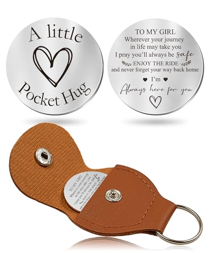 OUMILAN Pocket Hug Token Gifts for Men Boyfriend Girlfriend Inspirational Gift for Son Daughter Brother with Leather Keychain - Image 1