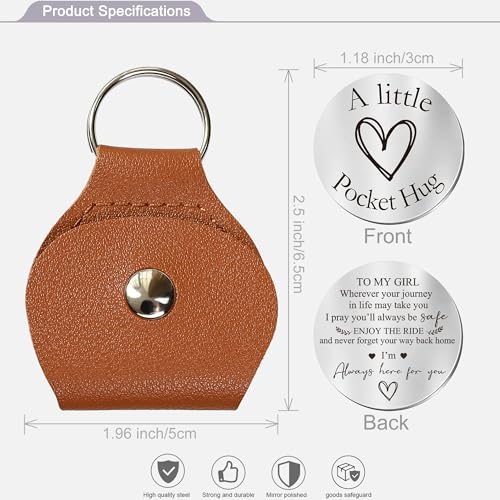OUMILAN Pocket Hug Token Gifts for Men Boyfriend Girlfriend Inspirational Gift for Son Daughter Brother with Leather Keychain - Image 2