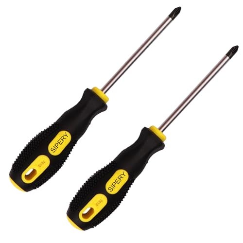 Sipery 2 Pack Phillips Screwdriver - 4 Inch Shaft, Cross-head 6mm PH2 Magnetic Extended Screwdriver With Rubber Handle - Image 1