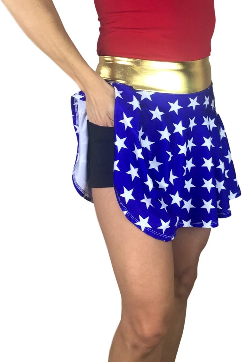 Smash Dandy Super Hero Stars Flare Running Skirt Costume - Image 1