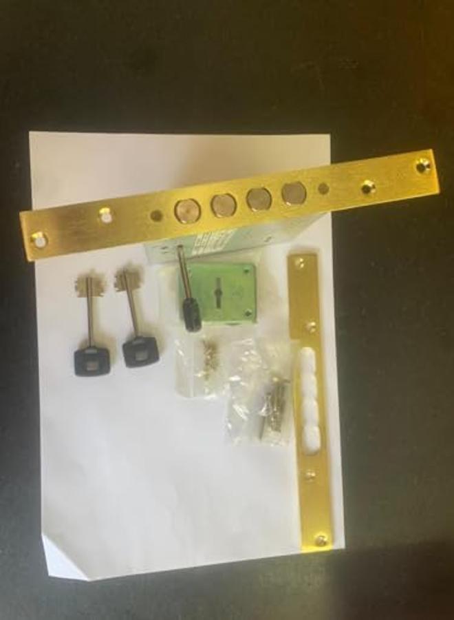 Door Lock, 4-Button Lock, 4-Bolt Lock, Lock Length 23 Cm, Width 11.5 Cm, Lock Key, Safe Key, Italian Made, Shiza Market Color Silver - Image 2