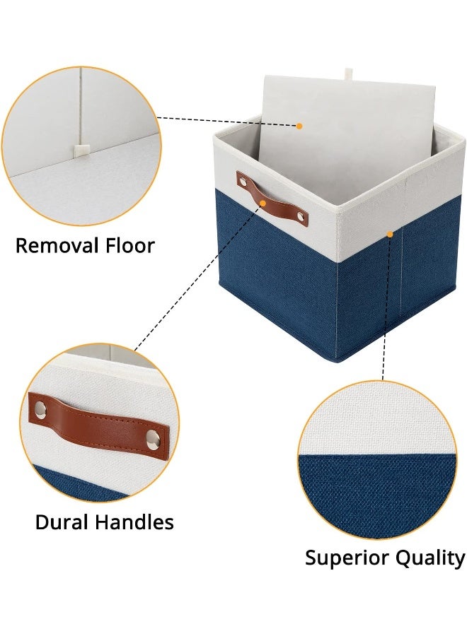 DULLEMELO Fabric Storage Bins Cube Organizer Baskets With Leather Handles - Image 4